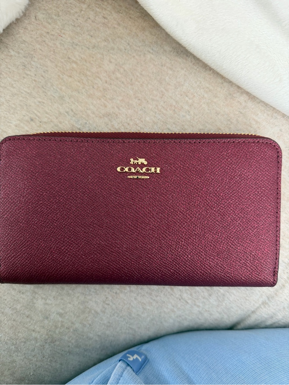 COACH Burgundy Leather Zip-Around Wallet- AUTHENTIC